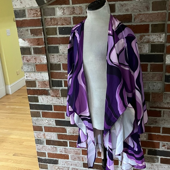 SHEIN Curve Purple and Black Patterned Tie Front Kimono Blouse 3XL - Picture 11 of 13
